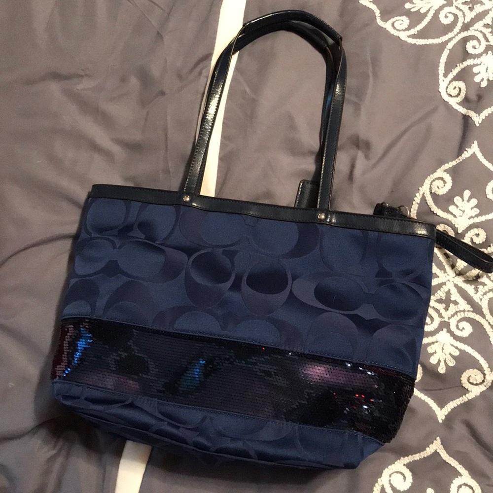 Navy sequin purse
